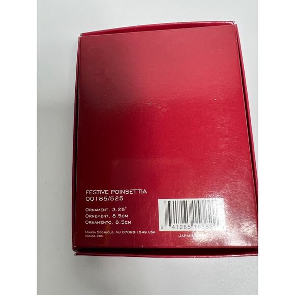 Mikasa Festive Poinsettia 3.25" Glass Christmas Ornament - Picture 4 of 4